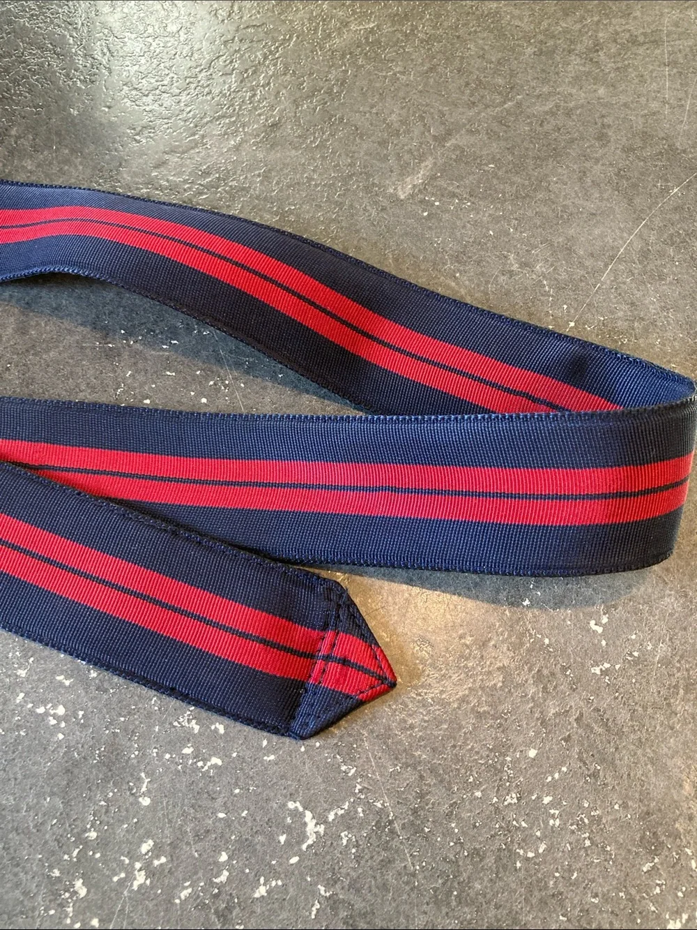 Men J Crew blue red striped adjustable belt size XL